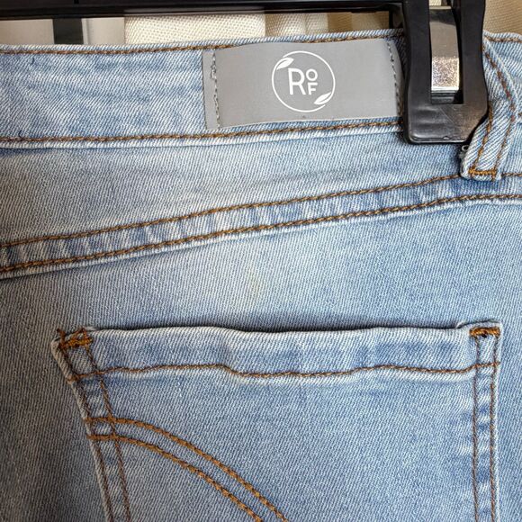 Ring of Fire Slim Fit Distressed Jeans Size 16 Light Wash Stretch Denim - Picture 5 of 6